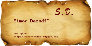 Simor Dezső névjegykártya